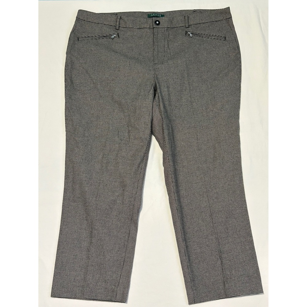 Lauren Ralph Lauren Womens 18W Houndstooth Straight Leg Zipper Pocket Pants